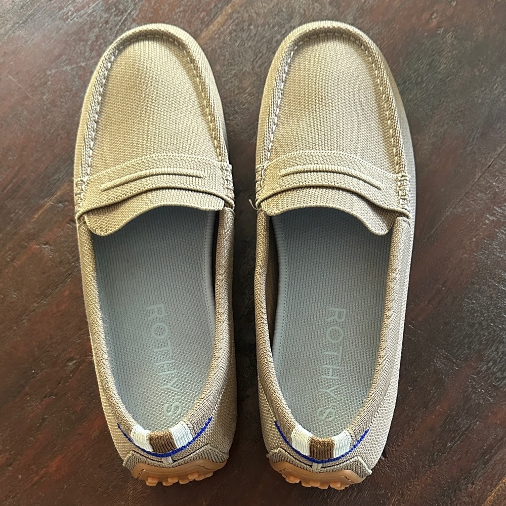 Rothy's Beige and Blue Loafers